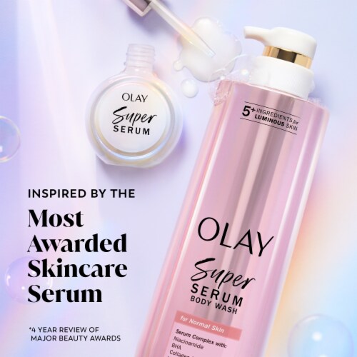 Olay Super Serum Body Wash for Normal Skin, 18.5 fl oz, Serum Complex for Luminous Skin Perspective: bottom