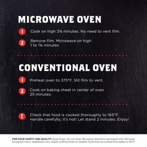 Banquet Mega Crustless Three Meat Pizza Frozen Meal Perspective: bottom
