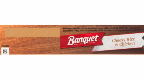 Banquet Cheesy Rice & Chicken Frozen Meal Perspective: bottom
