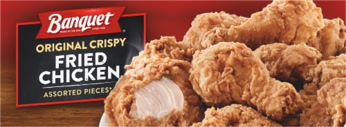 Banquet Frozen Fully Cooked Crispy Fried Chicken Assorted Pieces Perspective: bottom