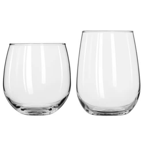 Libbey Stemless 12-Piece Wine Glass Party Set for Red and White Wines Perspective: bottom