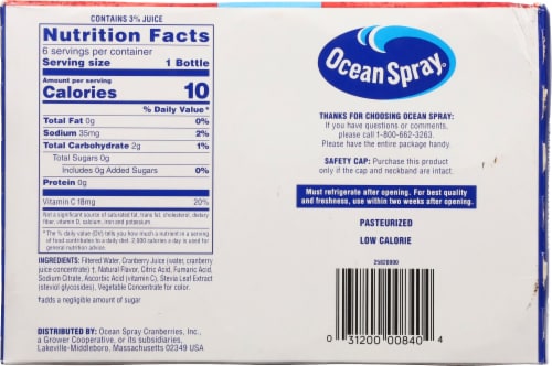 Ocean Spray® Zero Sugar Pink Cranberry Juice Bottles Perspective: bottom