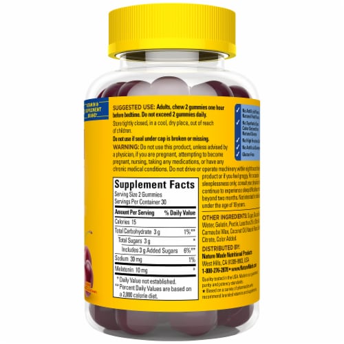 Nature Made® Time Release Melatonin Maximum Strength Dosage Gummies 10 mg Perspective: bottom