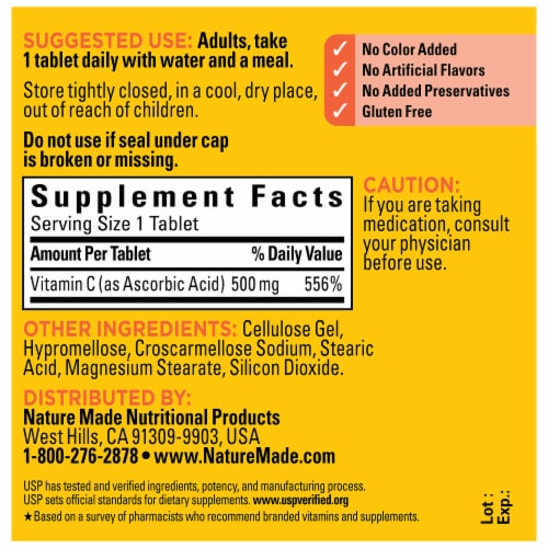 Nature Made® 500mg Vitamin C Tablets Perspective: bottom