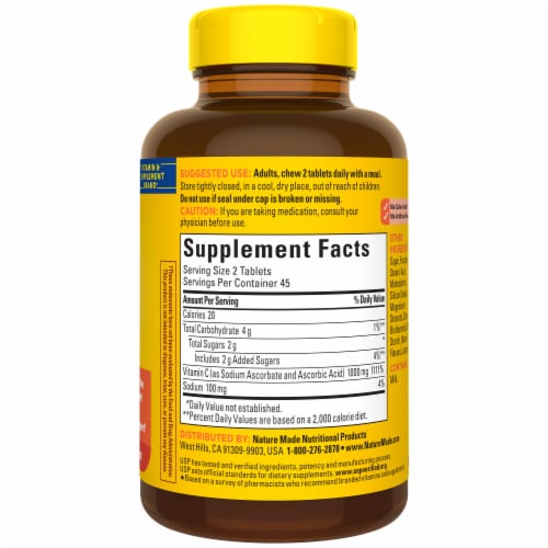 Nature Made® Chewable 1000mg Vitamin C Perspective: bottom