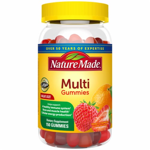 Nature Made® Orange Cherry and Mixed Berry Adult Multi-Vitamin Gummies Perspective: bottom