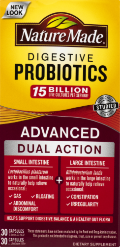 Nature Made Advanced Dual Action Digestive Probiotics Capsules Perspective: bottom
