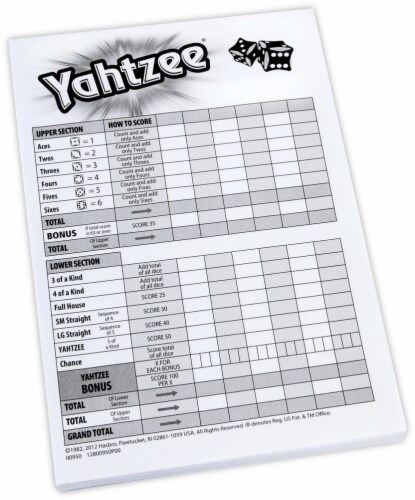 Hasbro™ Yahtzee® Score Cards Perspective: bottom