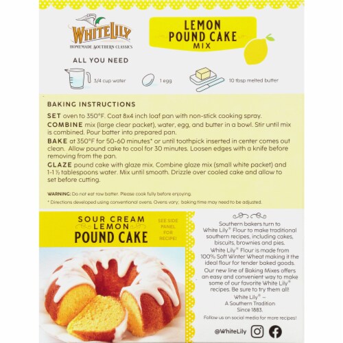 White Lily Lemon Pound Cake Mix, 16.2 OZ Box Perspective: bottom