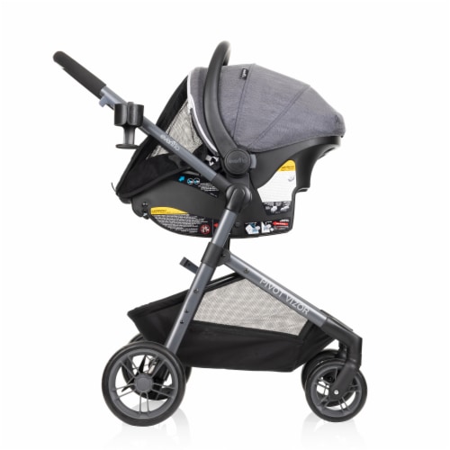 Evenflo Pivot VIZOR Travel System with LiteMax Infant Car Seat (Chasse Black)