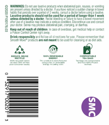 Traditional Medicinals Smooth Move Chamomile Senna Tea Bags Perspective: bottom