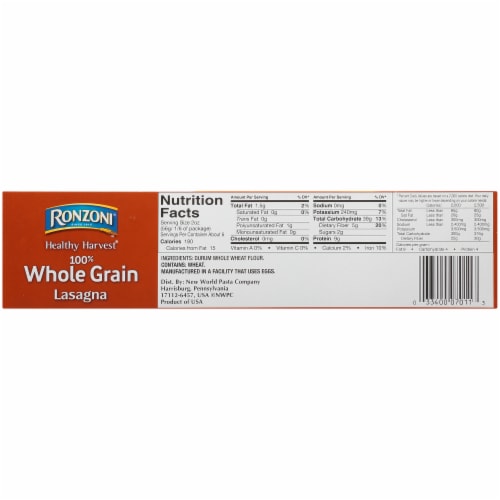 Ronzoni® Healthy Harvest® Whole Grain Lasagna Perspective: bottom