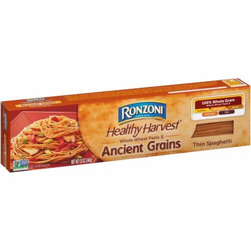 Ronzoni Healthy Harvest Whole Wheat Pasta & Ancient Grains Thin Spaghetti, Box Perspective: bottom
