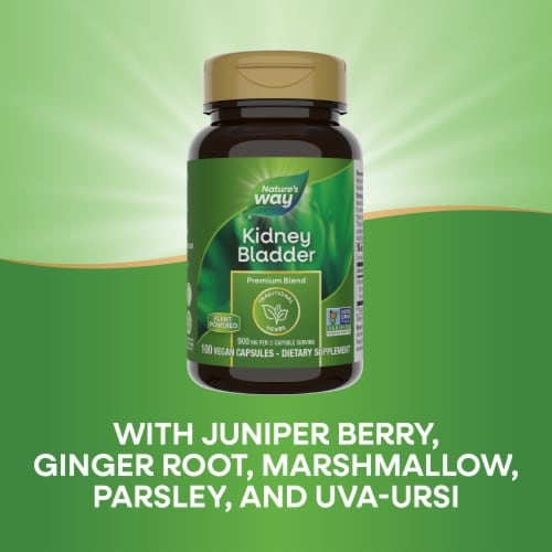Nature's Way Kidney Bladder Premium Blend Traditional Herbs with Ginger Marshmallow Root Capsules Perspective: bottom