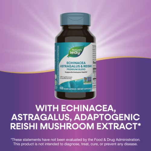 Nature's Way Echinacea Astragalus & Reishi Dietary Supplement Vegan Capsules Perspective: bottom