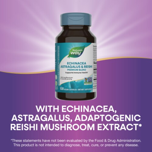 Nature's Way Echinacea Astragalus & Reishi Dietary Supplement Vegan Capsules Perspective: bottom