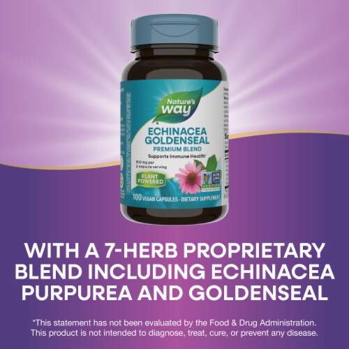 Nature's Way Echinacea Goldenseal Premium Blend Capsules 900 mg per 2 Capsule Serving Perspective: bottom