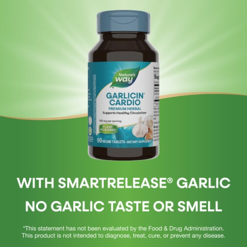 Nature's Way Garlicin Cardio Vegan Tablets 350mg Perspective: bottom
