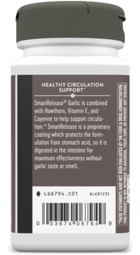 Nature's Way Garlicin Healthy Circulation Formula Tablets Perspective: bottom