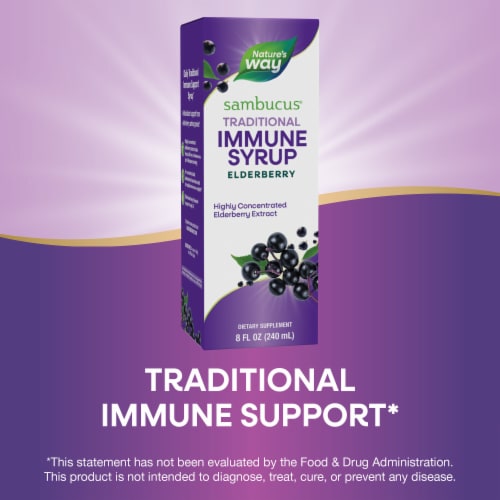 Nature’s Way Sambucus Traditional Immune Concentrated Black Elderberry Extract Berry Flavored Syrup Perspective: bottom