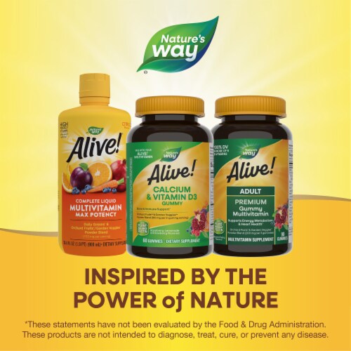 Nature's Way Alive! Calcium and Vitamin D3 Strawberry and Raspberry Lemonade Flavored Gummies Perspective: bottom