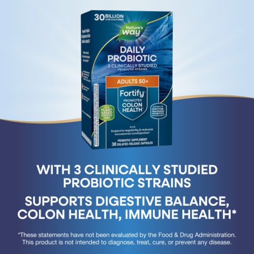 Nature’s Way Fortify 50+ 30 Billion Probiotic Capsules Perspective: bottom