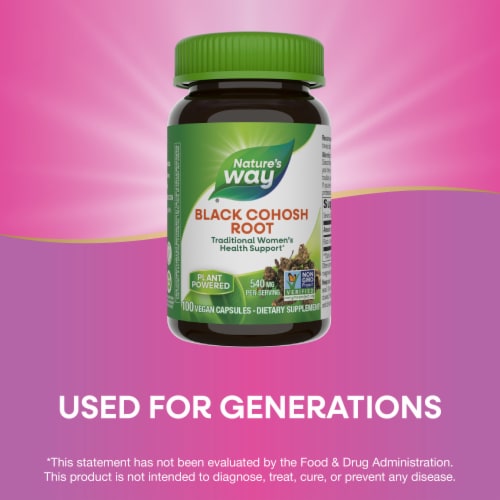 Nature's Way Black Cohosh Root Traditional Women's Health Support Vegan Capsules 540 mg Per Serving Perspective: bottom