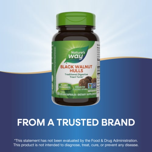 Nature's Way Black Walnut Hulls Vegan Capsules 900 mg per 2-Capsule Serving Perspective: bottom