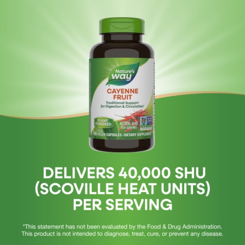 Nature's Way Cayenne Fruit Vegan Capsules 40000 SHU per Serving Perspective: bottom