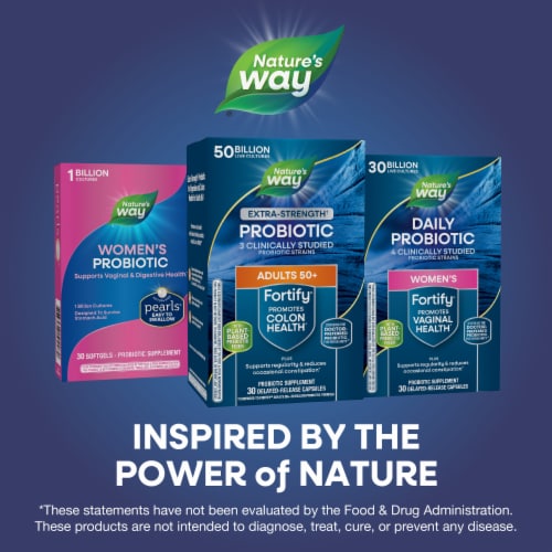 Nature’s Way Fortify Extra Strength Adults 50+ Probiotic Capsules 50 Billion Cultures Perspective: bottom