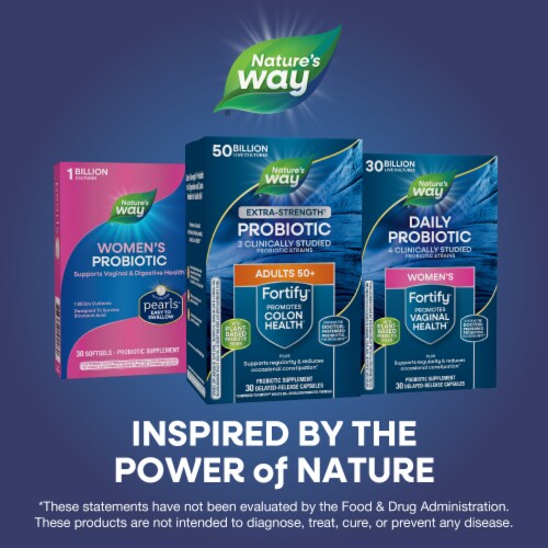Nature’s Way Fortify Extra Strength Adults 50+ Probiotic Capsules 50 Billion Cultures Perspective: bottom
