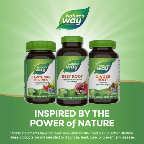 Nature's Way Beet Root Supports Antioxidant Pathways Vegan Capsules 1000 mg Per 2 Capsule Serving Perspective: bottom