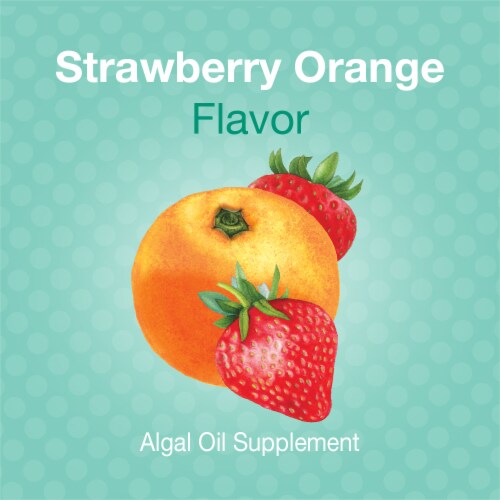 Nutra Vege Strawberry Orange Flavored Omega 3 Plant Oil Supplement 500mg Perspective: bottom