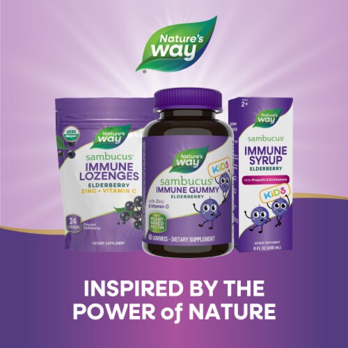 Nature’s Way Sambucus Immune for Kids Elderberry with Vitamin C and Zinc Gummies Perspective: bottom