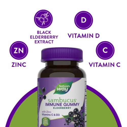 Nature’s Way Sambucus Immune Elderberry with Zinc Vitamins C D3 Gummies Perspective: bottom