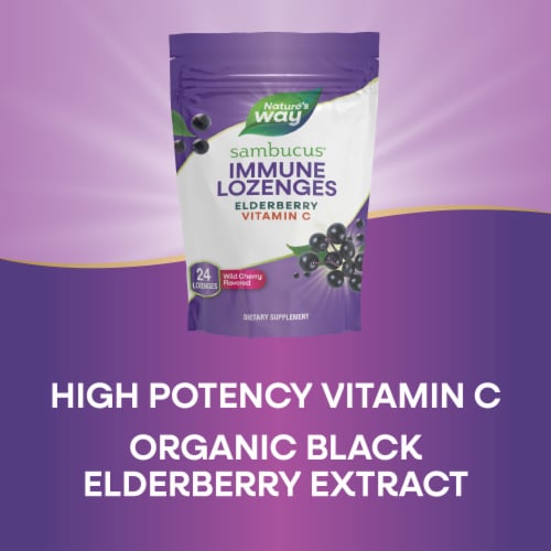 Nature's Way Sambucus Elderberry Wild Cherry Flavored Vitamin C Lozenges Perspective: bottom