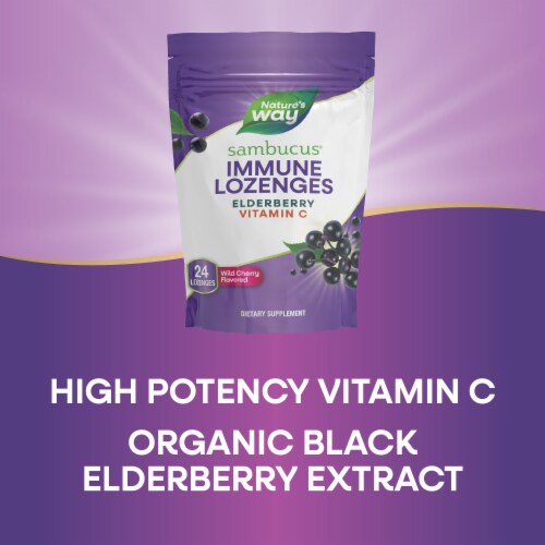 Nature's Way Sambucus Elderberry Wild Cherry Flavored Vitamin C Lozenges Perspective: bottom