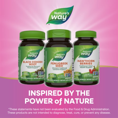 Nature's Way Fenugreek Seed Vegan Capsules 1130 mg Per 2 Capsule Serving Perspective: bottom