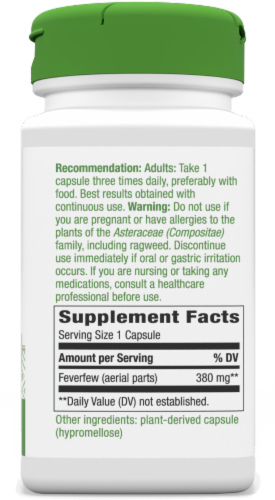Nature's Way Feverfew Leaves Capsules 380 mg Perspective: bottom