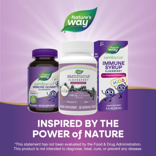 Nature's Way® Kids Sambucus™ Elderberry Immune Support Chewable Tablets Perspective: bottom