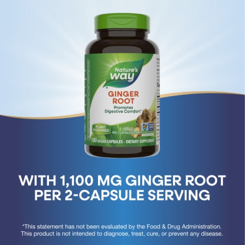 Nature's Way Ginger Root Promotes Digestive Comfort Capsules 1100 mg Per 2 Capsule Serving Perspective: bottom