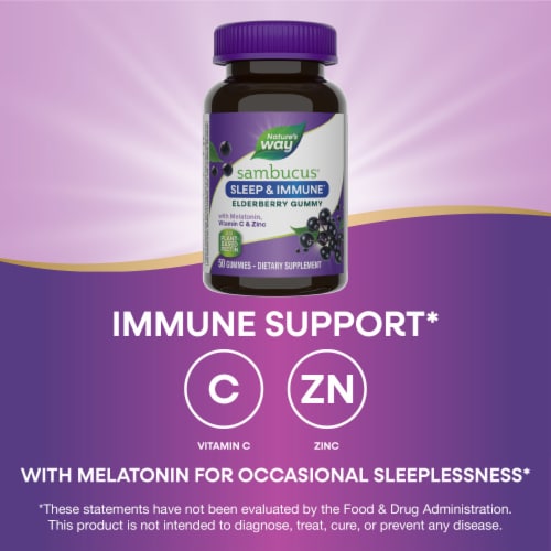 Nature's Way® Sambucus™ Sleep & Immune Elderberry Gummies Perspective: bottom