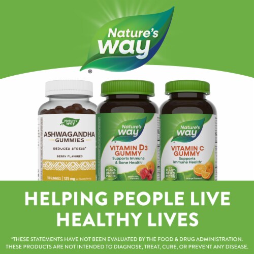 Nature's Way Vitamin D3 Mixed Fruit Flavored Gummies 2000 IU 50 mcg Per 2 Gummy Serving Perspective: bottom