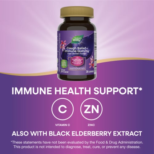 Nature's Way Sambucus Cough Relief + Immune South African Geranium Root Extract Elderberry Gummies Perspective: bottom