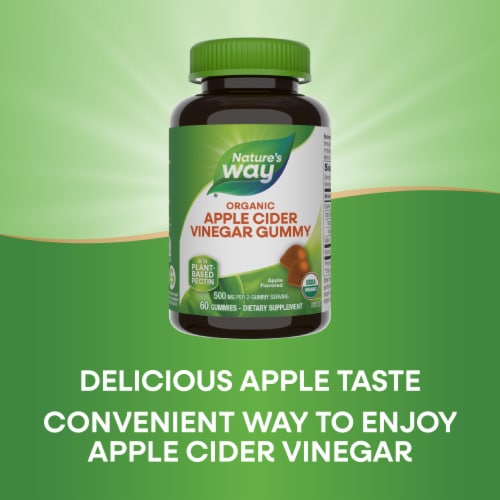 Nature’s Way Organic Apple Cider Vinegar Apple Flavored Gummies 500 mg Per 2 Gummy Serving Perspective: bottom