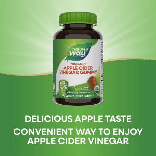 Nature’s Way Organic Apple Cider Vinegar Apple Flavored Gummies 500 mg Per 2 Gummy Serving Perspective: bottom