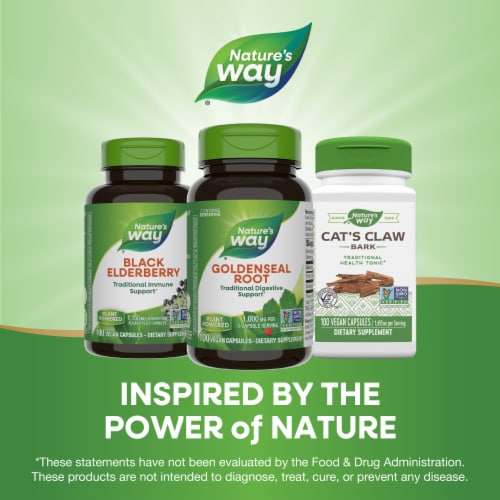 Nature's Way Goldenseal Root Contains Berberine Vegan Capsules 1000 mg Per 3 Capsule Serving Perspective: bottom