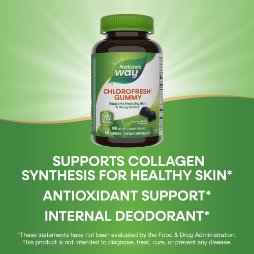Nature’s Way Chlorofresh Chlorophyll Chlorophyllin Copper Complex Orchard Fruit Flavored Gummies Perspective: bottom
