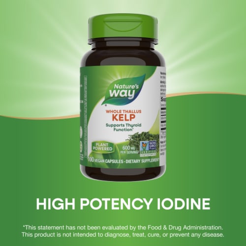 Nature's Way Whole Thallus Kelp Vegan Capsules Perspective: bottom