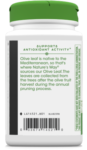 Nature's Way Olive Leaf Capsules 500mg Perspective: bottom